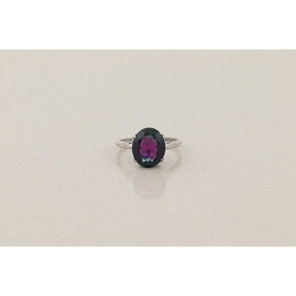 Sterling Silver Blue Purple Green Color Change Cubic Zirconia Ring Size 8 - Picture 8 of 8